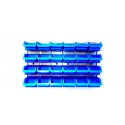 Panou metalic orizontal cu 24 cutii organizare albastre, 630x380x15 mm