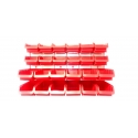Panou metalic orizontal cu 24 cutii organizare rosii, 630x380x15 mm